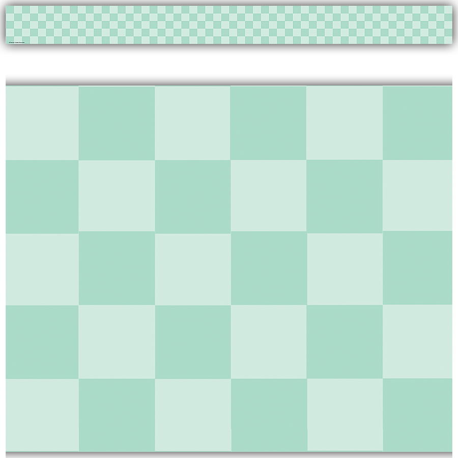 Cool For School Green Checkers Straight Border Trim
