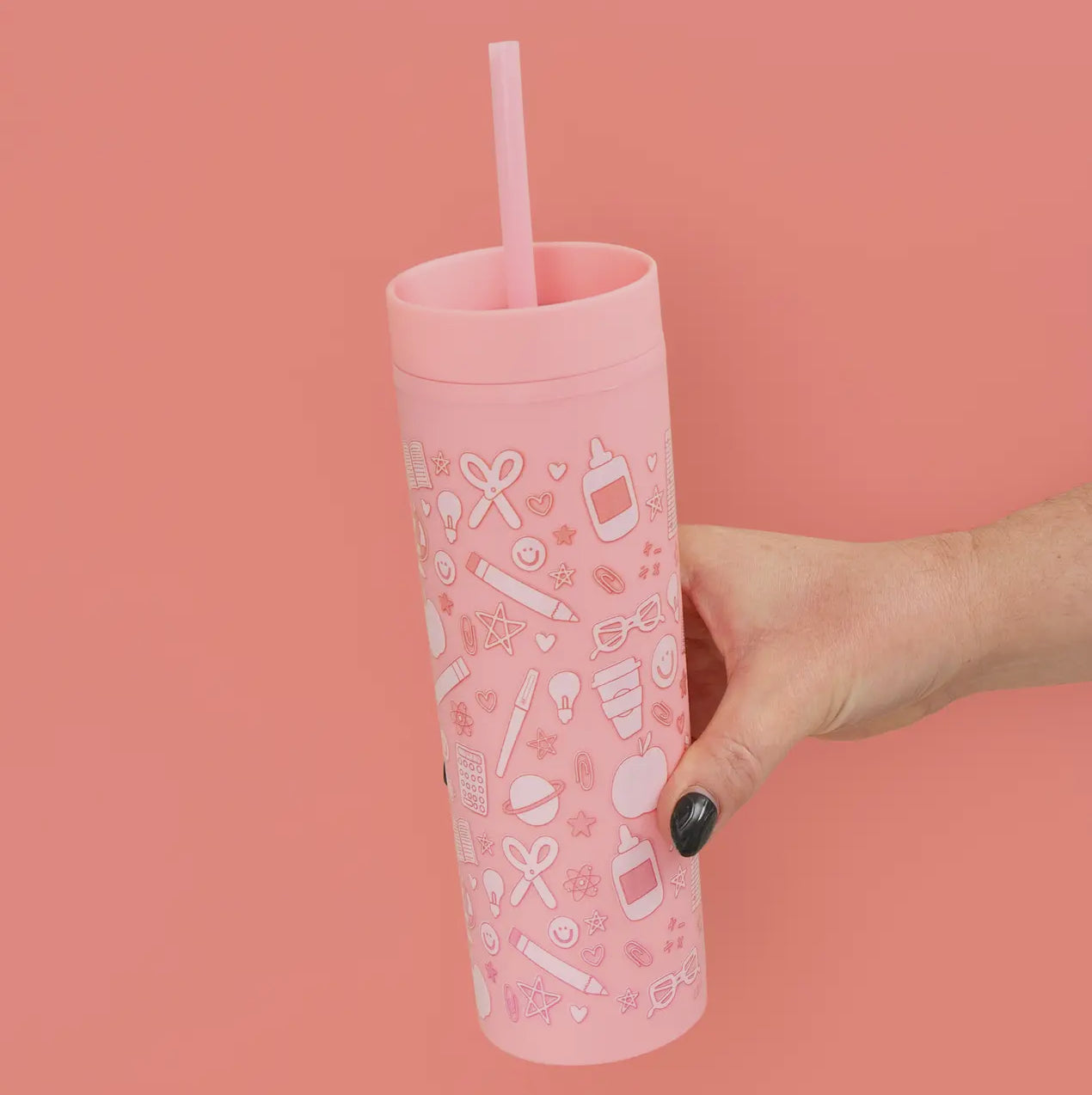 Classroom Icons Acrylic Tumbler - Pink