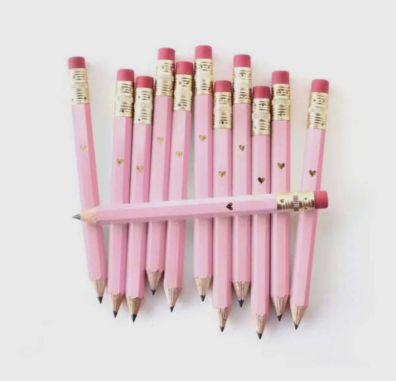 Mini Pencils - Gold Heart/Pink
