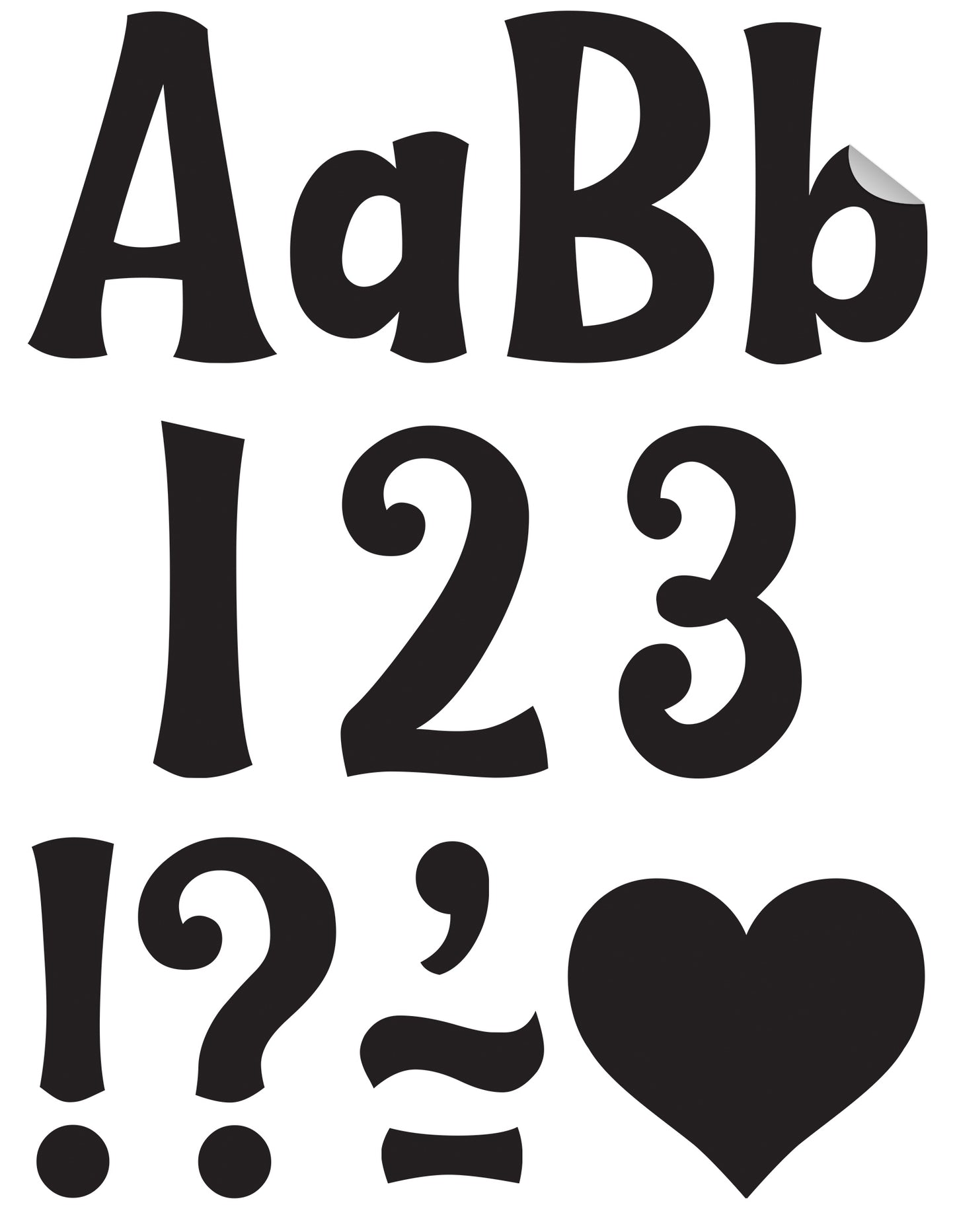 Black 4" Wild Whimsy Self-Adhesive Letters Combo Pack