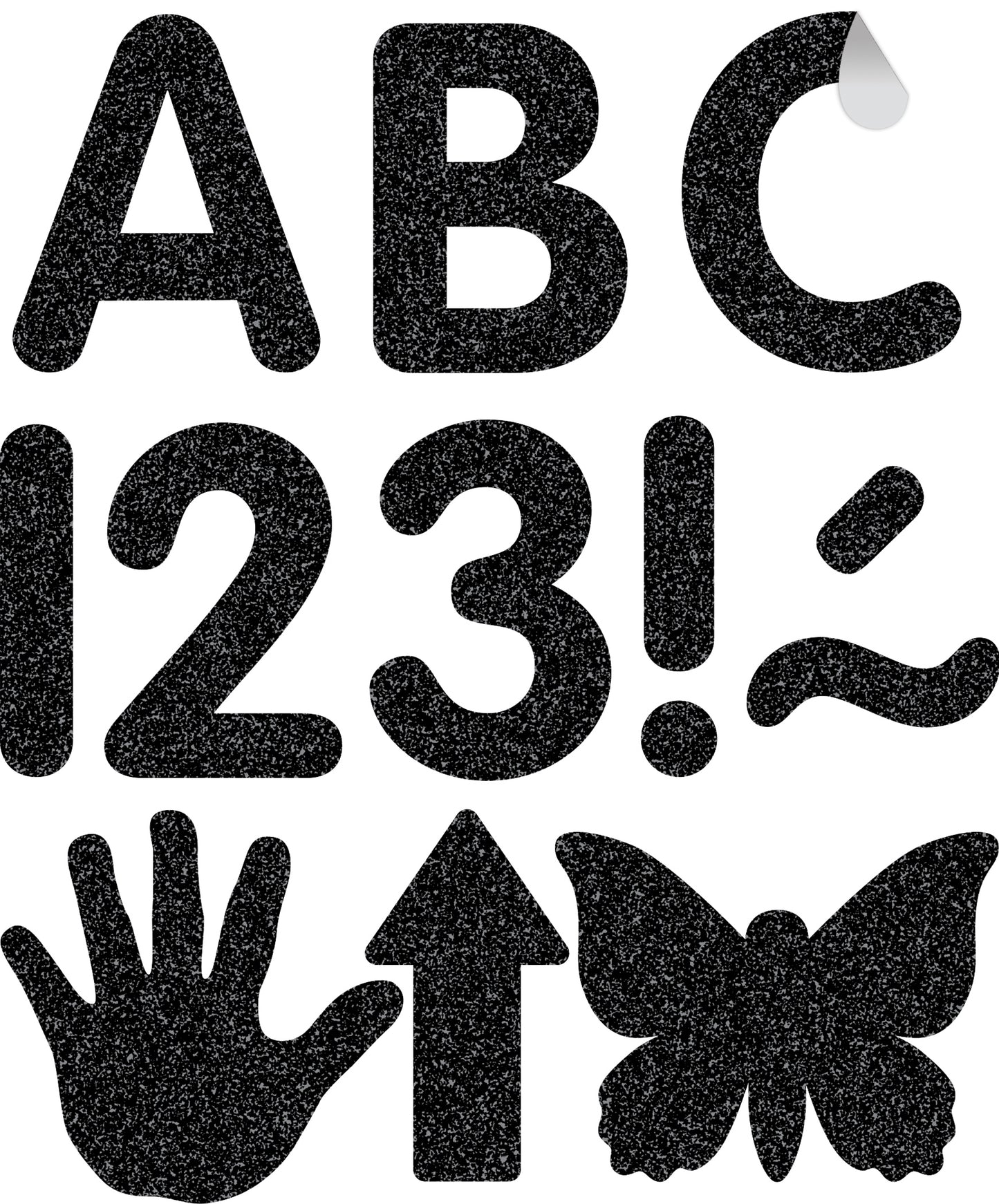 Black Glitz 2" Classic Self-Adhesive Letters Uppercase