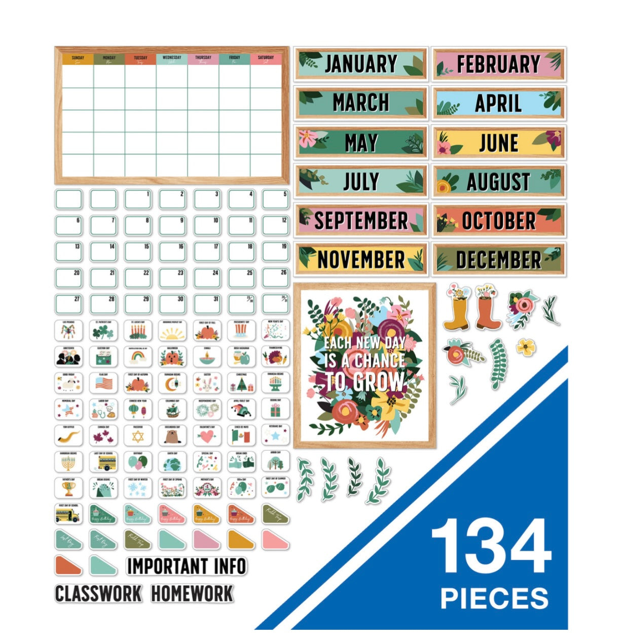 Grow Together Calendar Bulletin Board Set