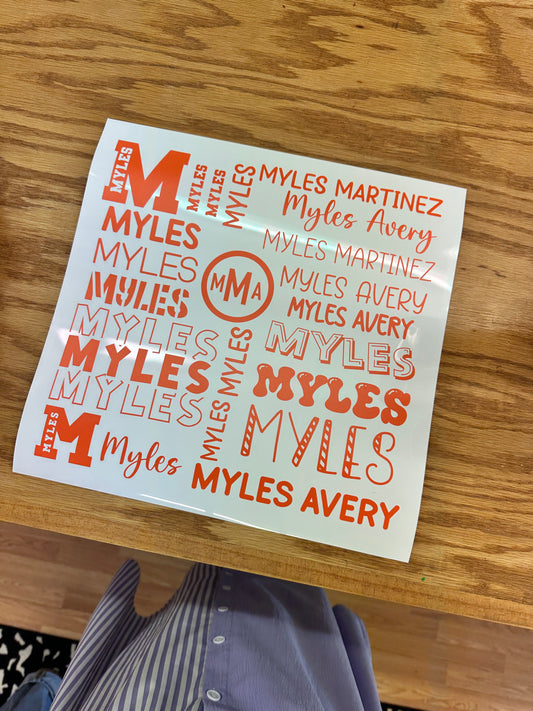 Vinyl Name Page