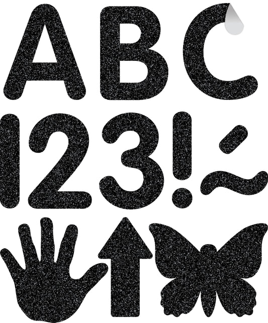 Black Glitz 2" Classic Self-Adhesive Letters Uppercase
