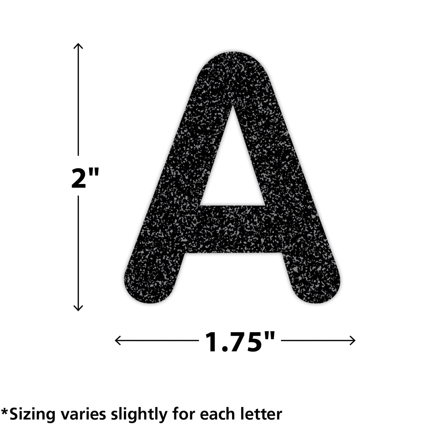 Black Glitz 2" Classic Self-Adhesive Letters Uppercase