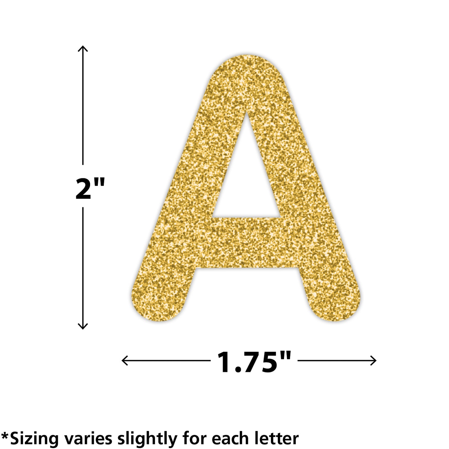 Gold Glitz 2" Classic Self-Adhesive Letters Uppercase